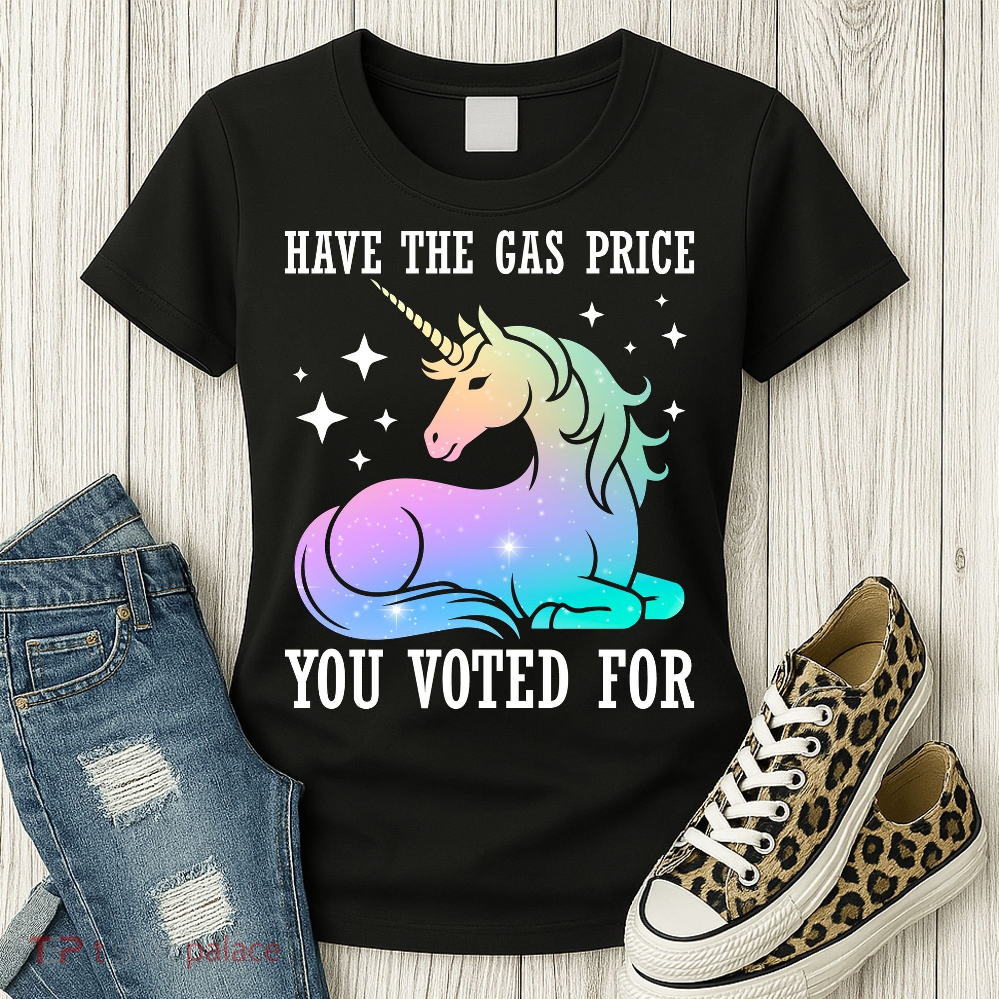 Rainbow Unicorn Gas Price Funny Liberal Women's T-Shirt