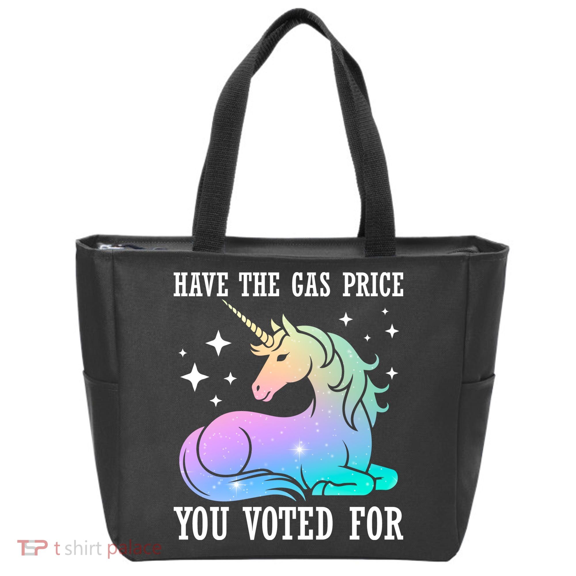 Rainbow Unicorn Gas Price Funny Liberal Tote Bag