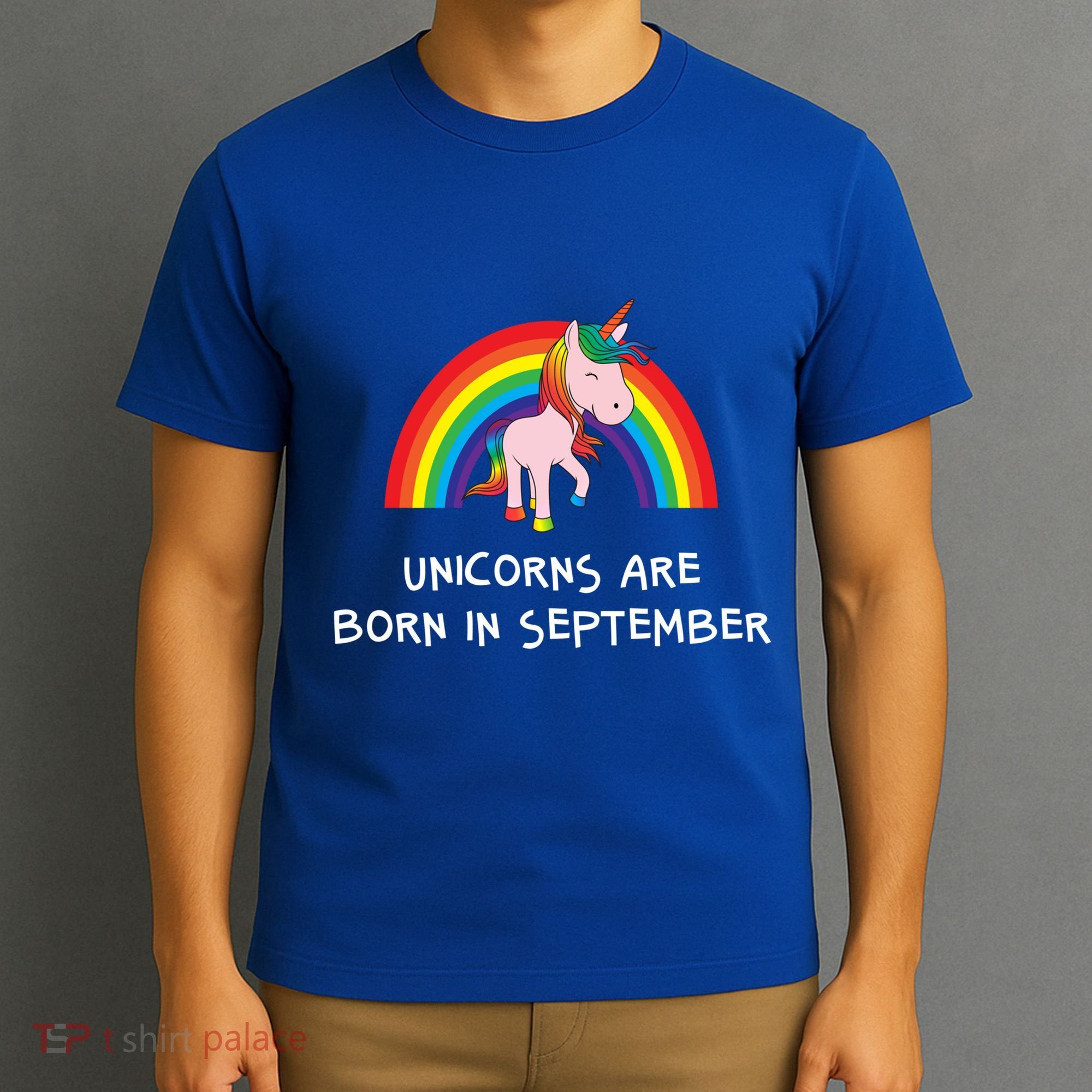 Rainbow Unicorn Great Gift For People Born In September Birthday Meaningful Gift T-Shirt