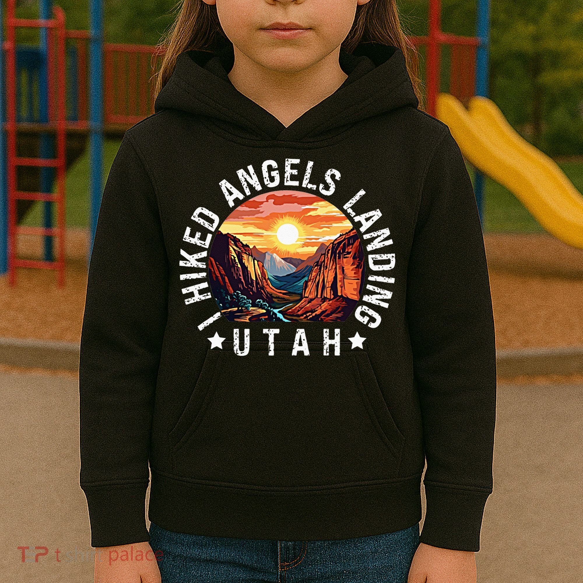 Retro Utah I Hiked Angels Landing Kids Hoodie