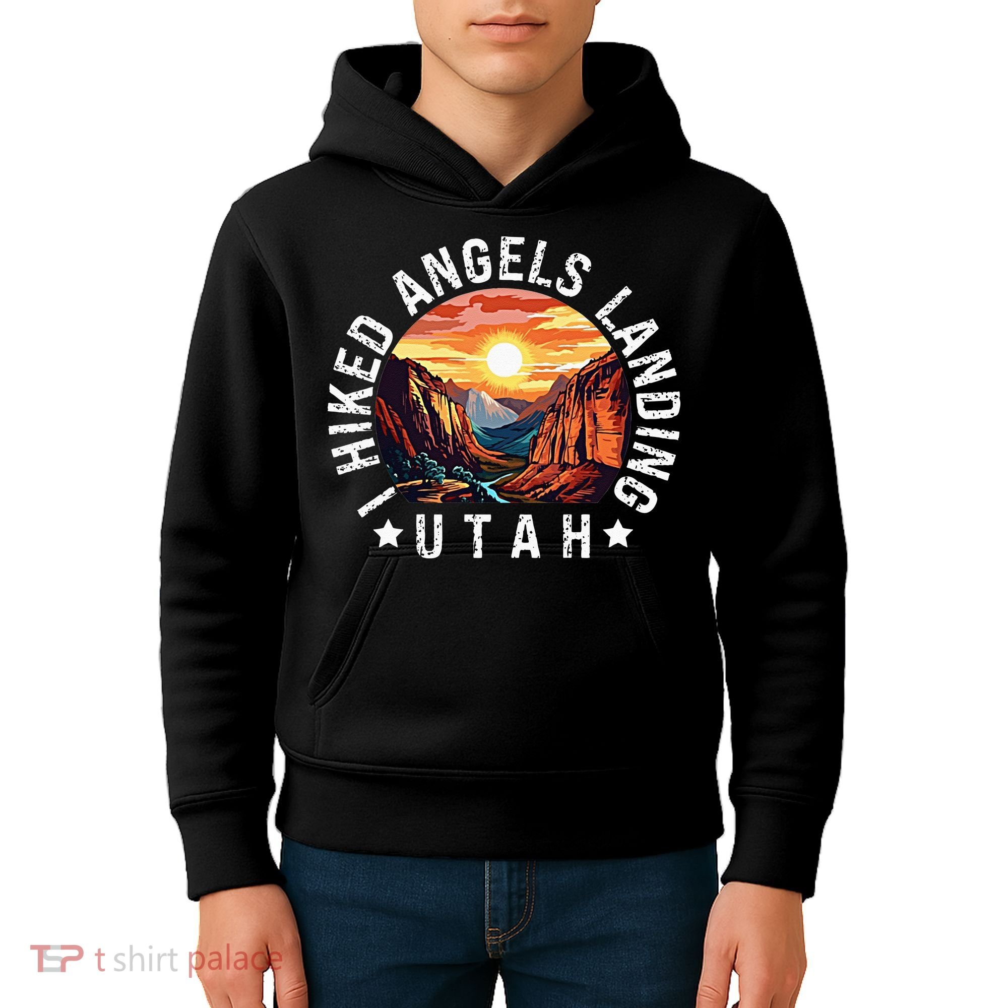 Retro Utah I Hiked Angels Landing Kids Hoodie
