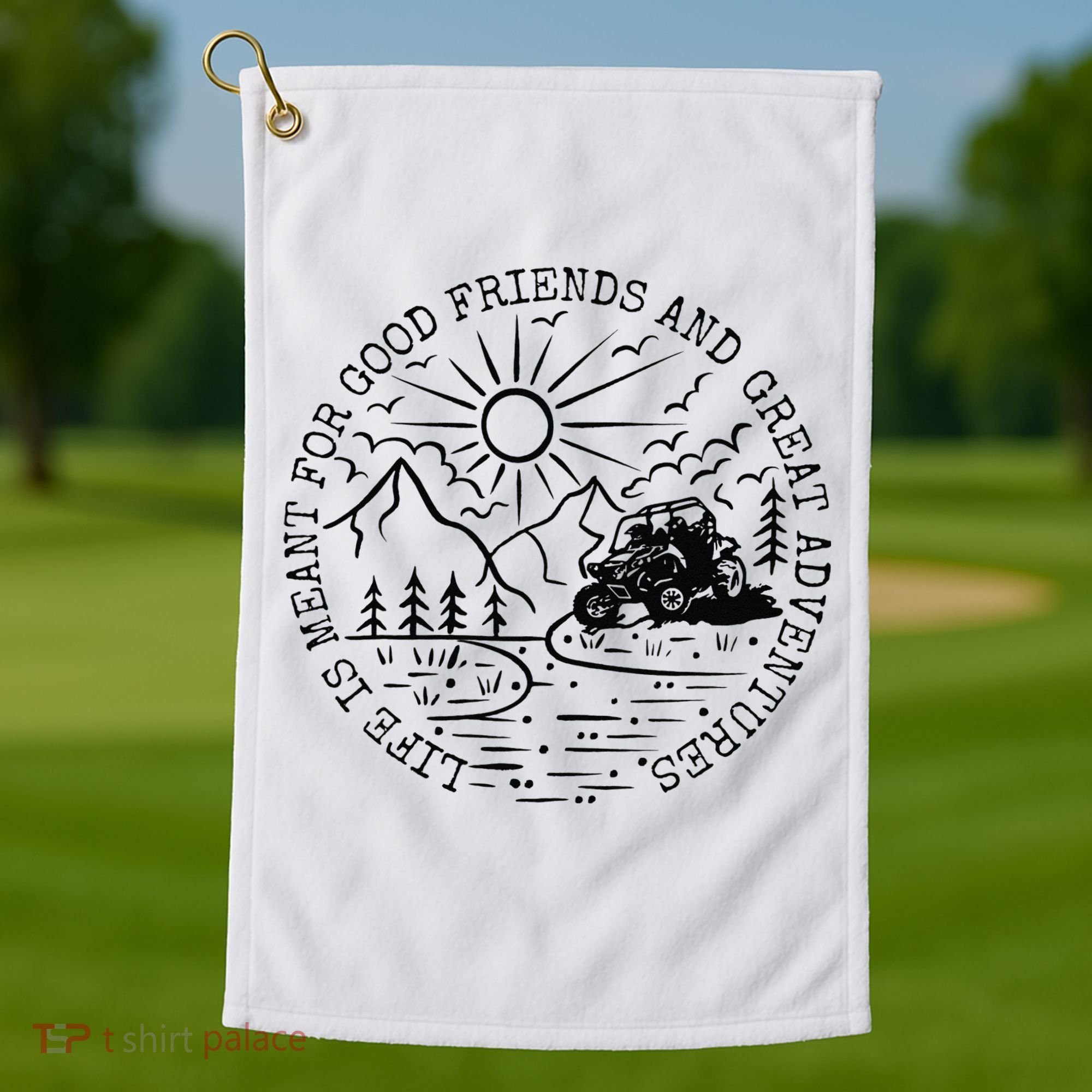 Retro UTV Life Great Adventure Side By Side Rider Mud Riding Golf Towel
