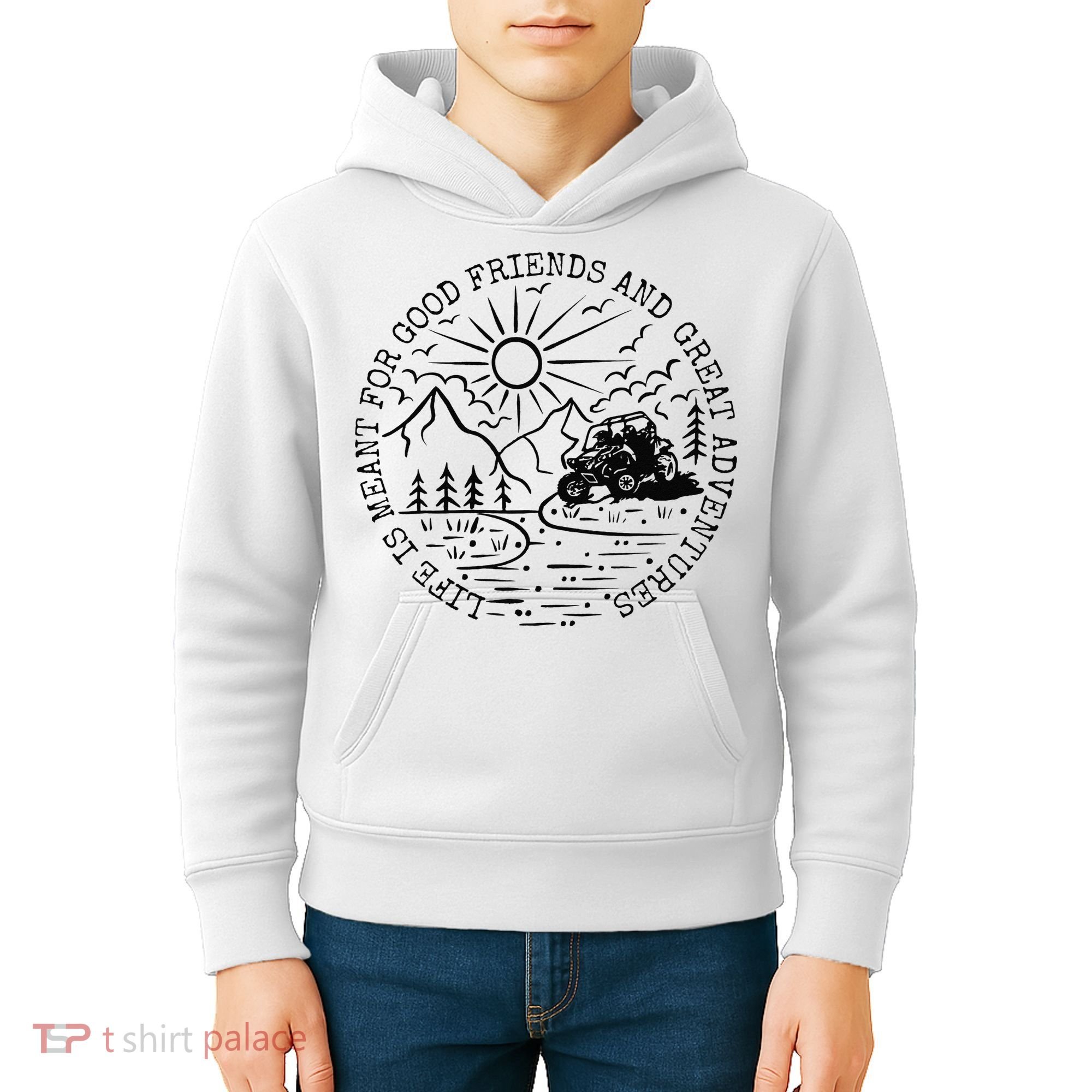 Retro UTV Life Great Adventure Side By Side Rider Mud Riding Kids Hoodie