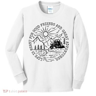 Retro UTV Life Great Adventure Side By Side Rider Mud Riding Kids Long Sleeve Shirt