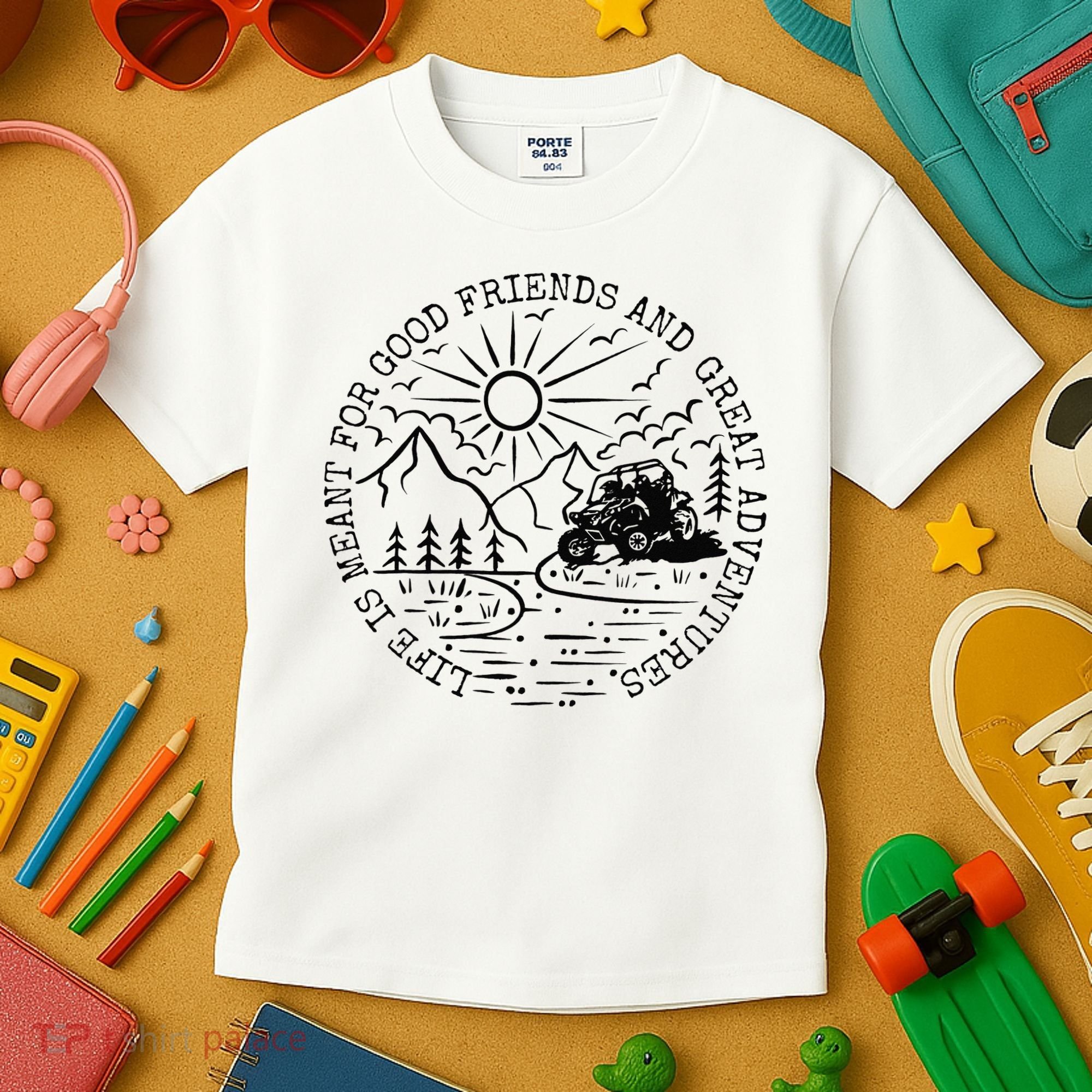 Retro UTV Life Great Adventure Side By Side Rider Mud Riding Kids T-Shirt