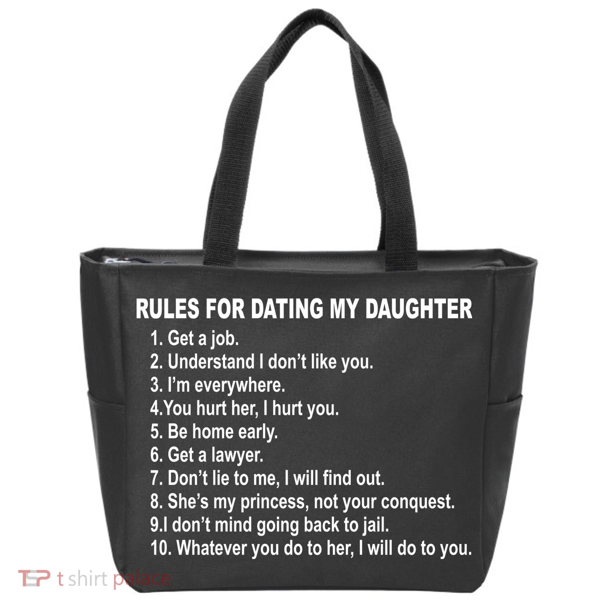 Rules For Dating My Daughter Father's Day Tote Bag