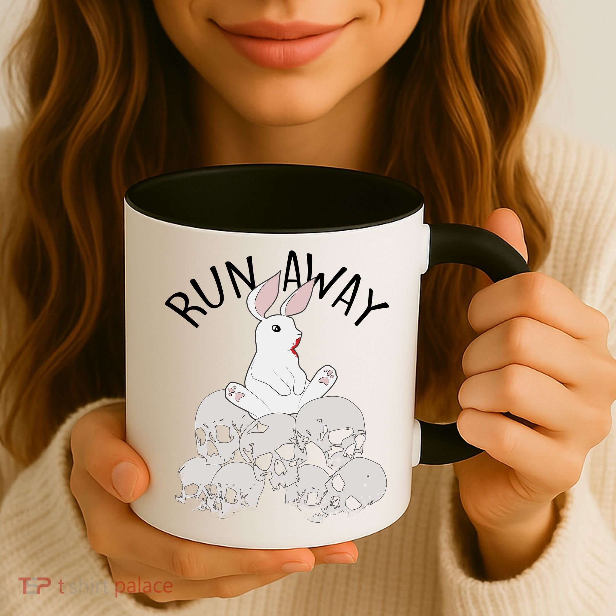 Run Away Bloody Bunny Skeleton Coffee Mug