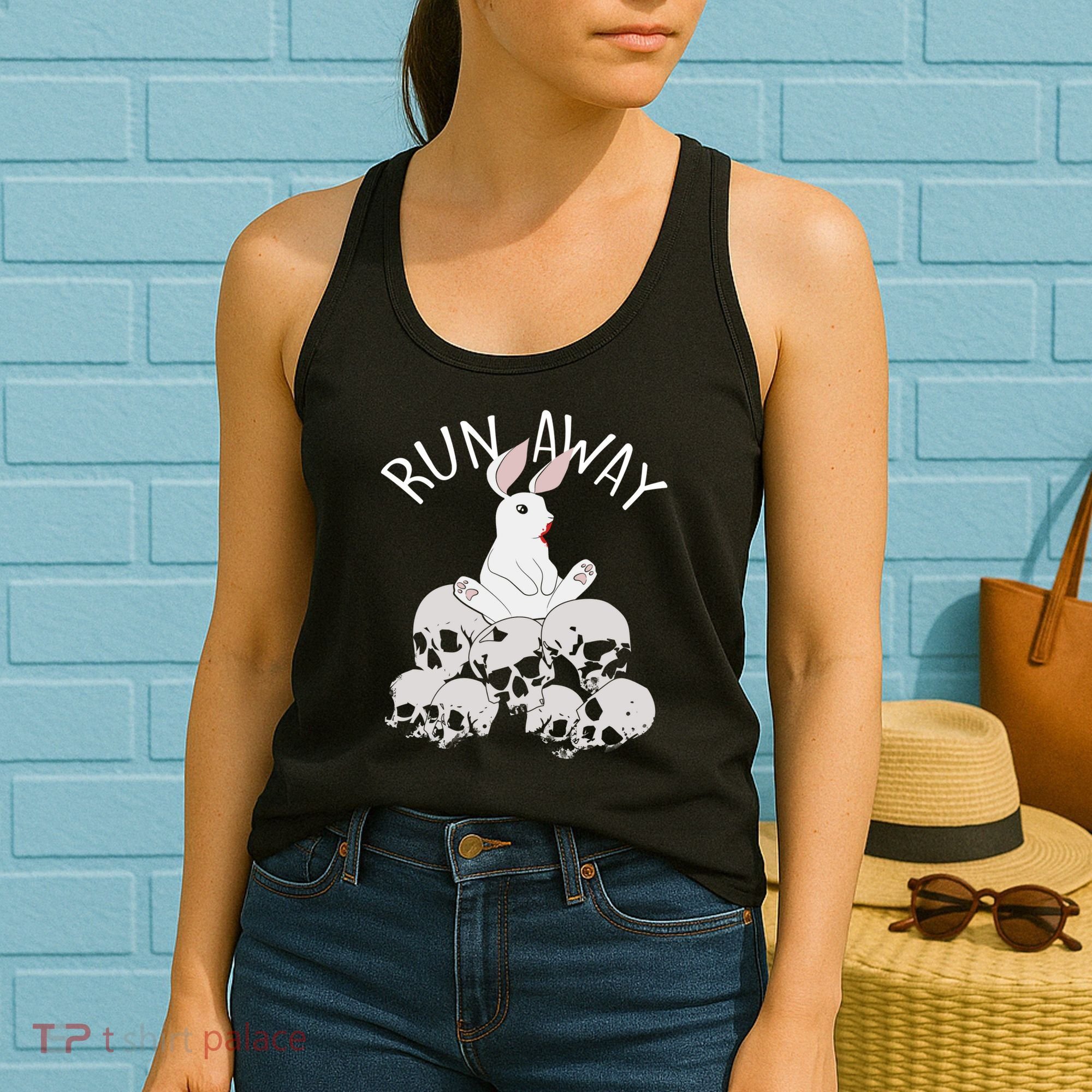 Run Away Bloody Bunny Skeleton Women's Tank Top