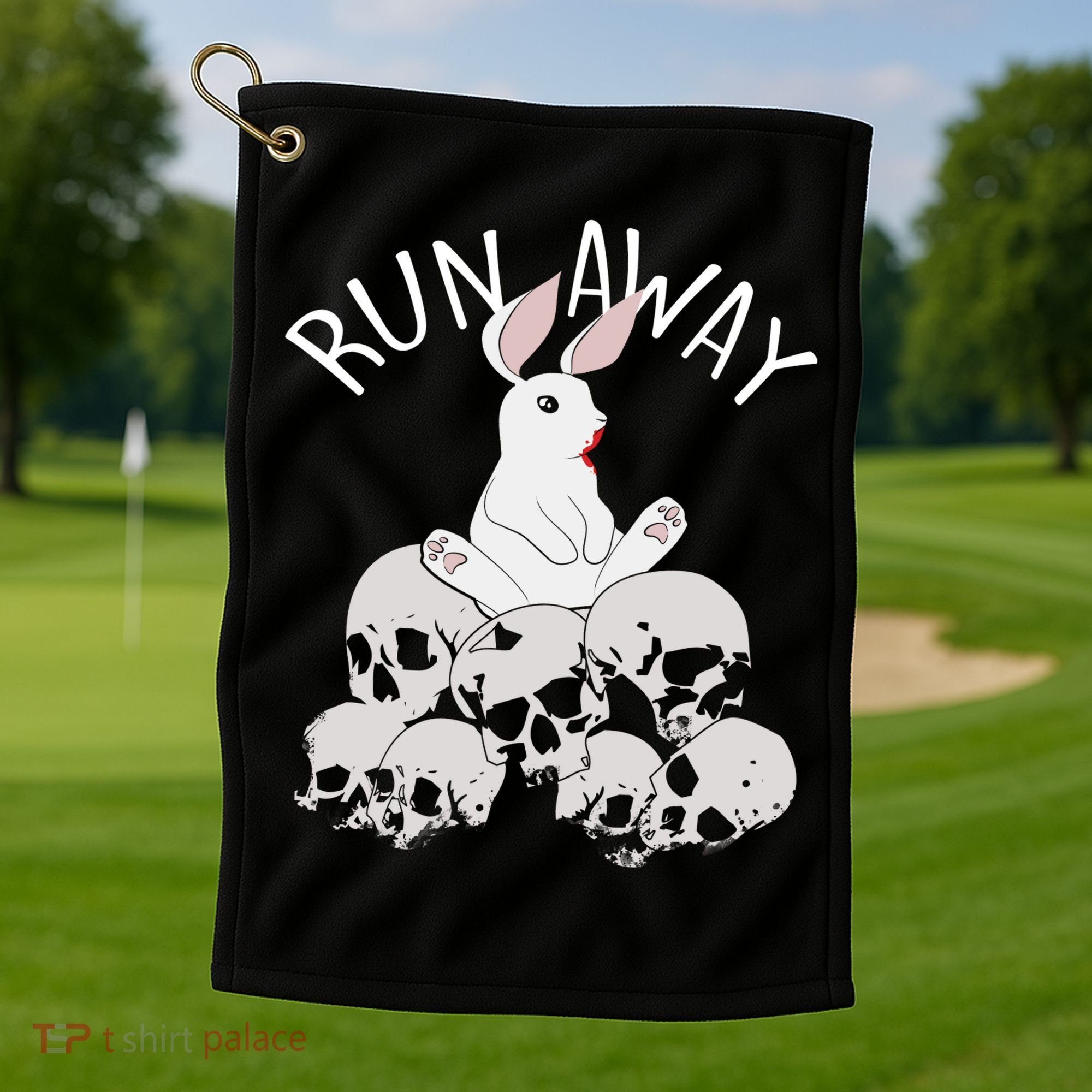 Run Away Bloody Bunny Skeleton Golf Towel