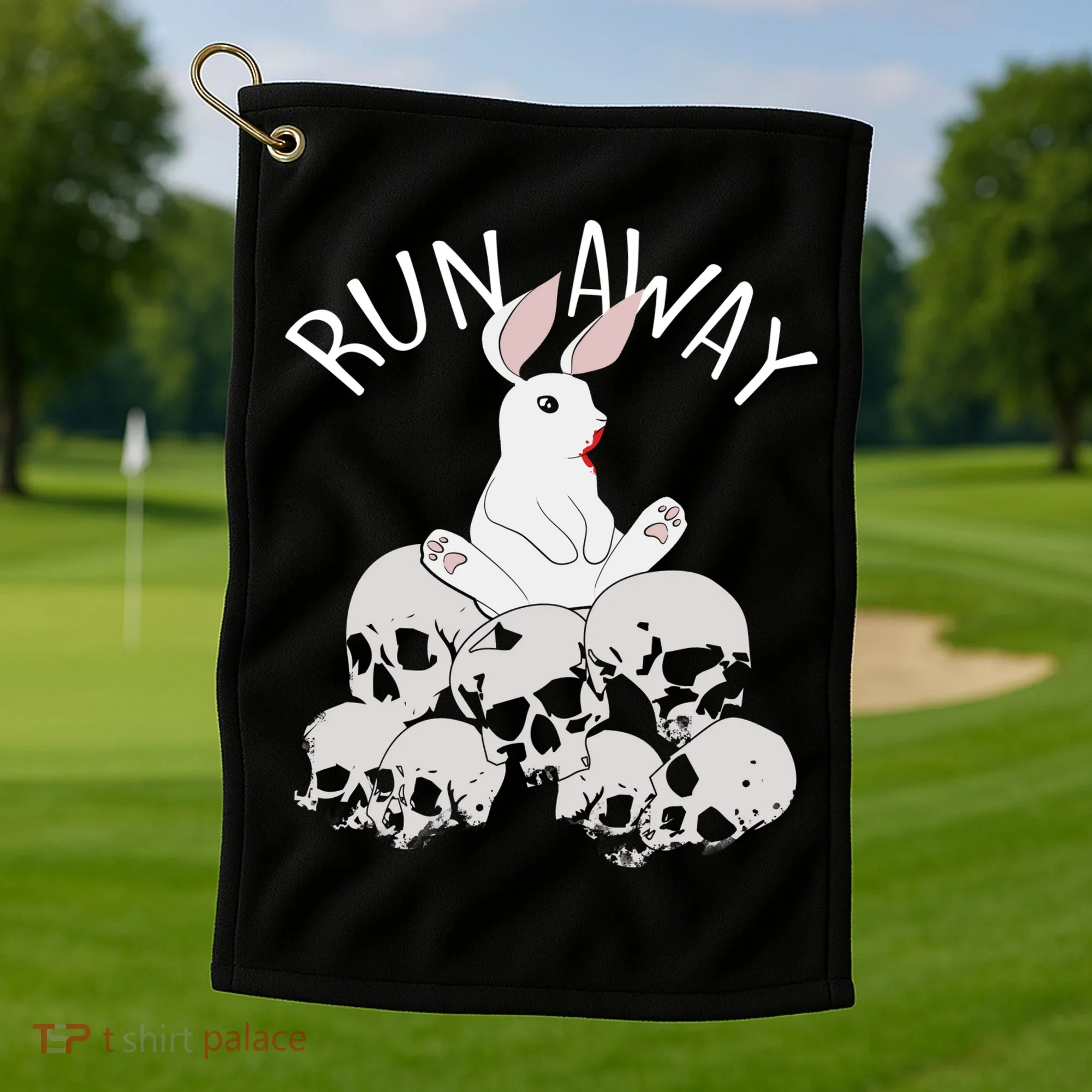 Run Away Bloody Bunny Skeleton Golf Towel
