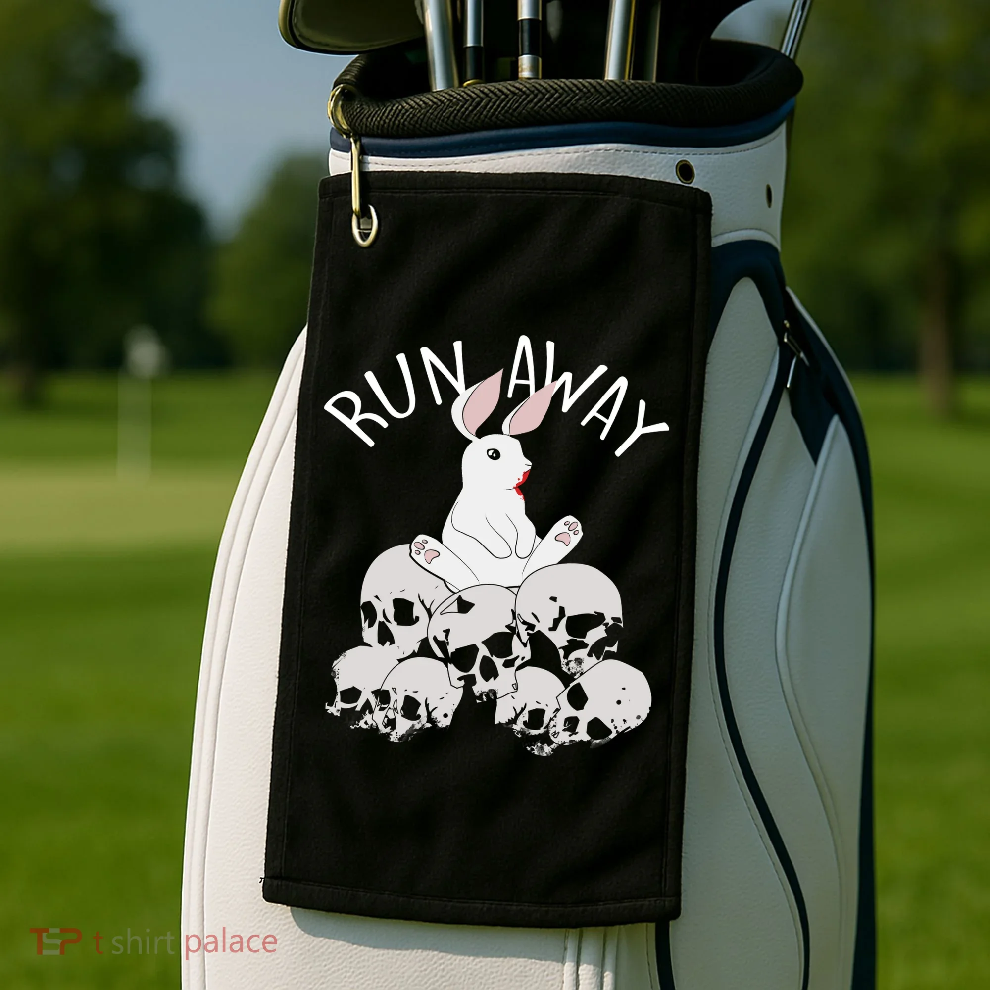Run Away Bloody Bunny Skeleton Golf Towel