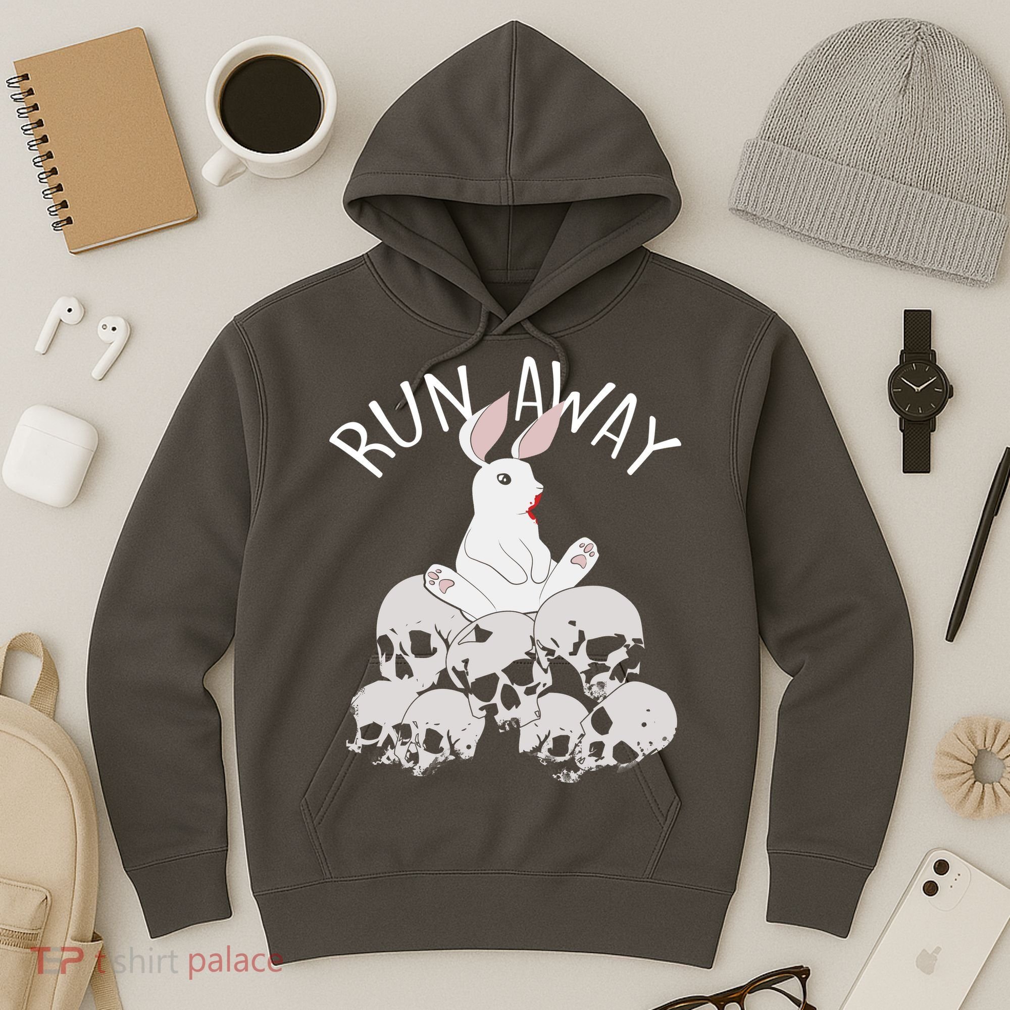 Run Away Bloody Bunny Skeleton Hoodie