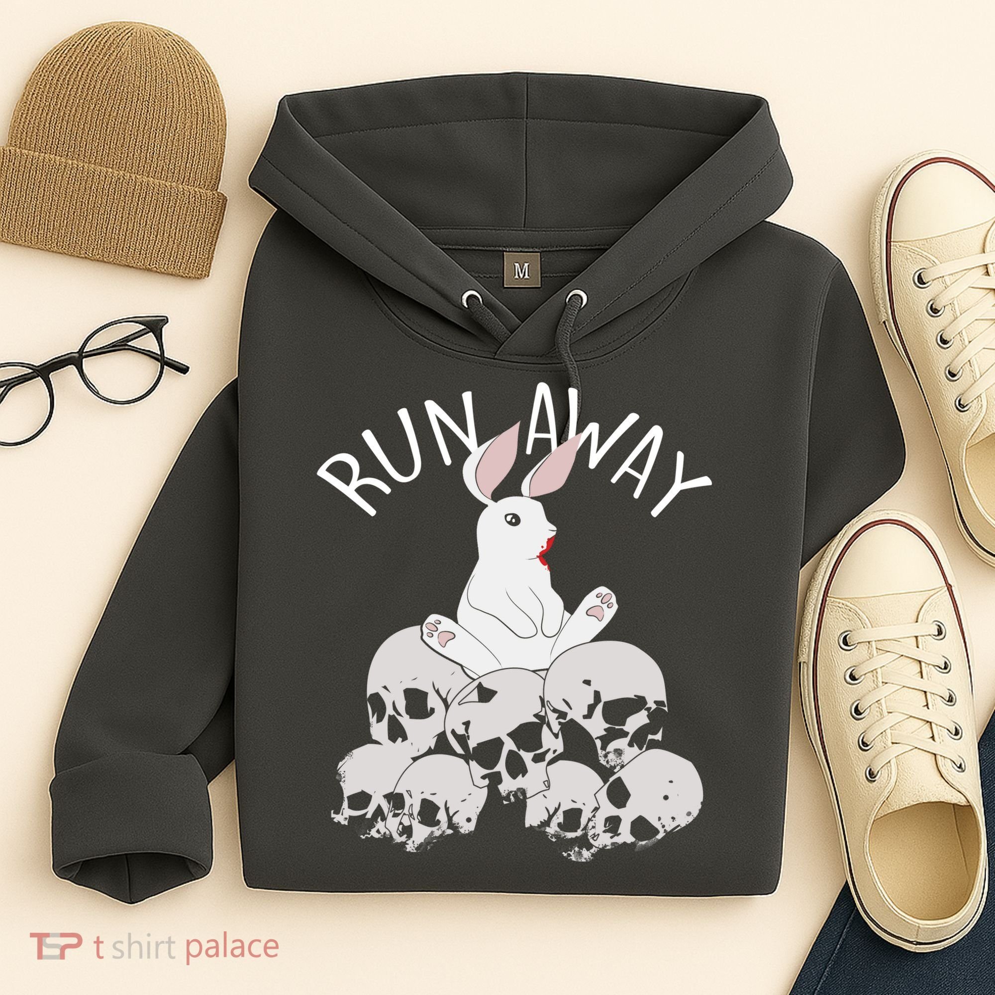 Run Away Bloody Bunny Skeleton Hoodie