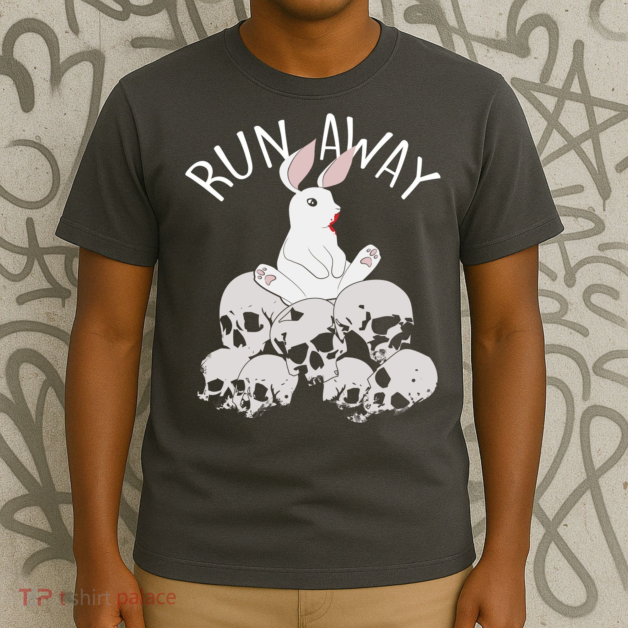 Run Away Bloody Bunny Skeleton T-Shirt
