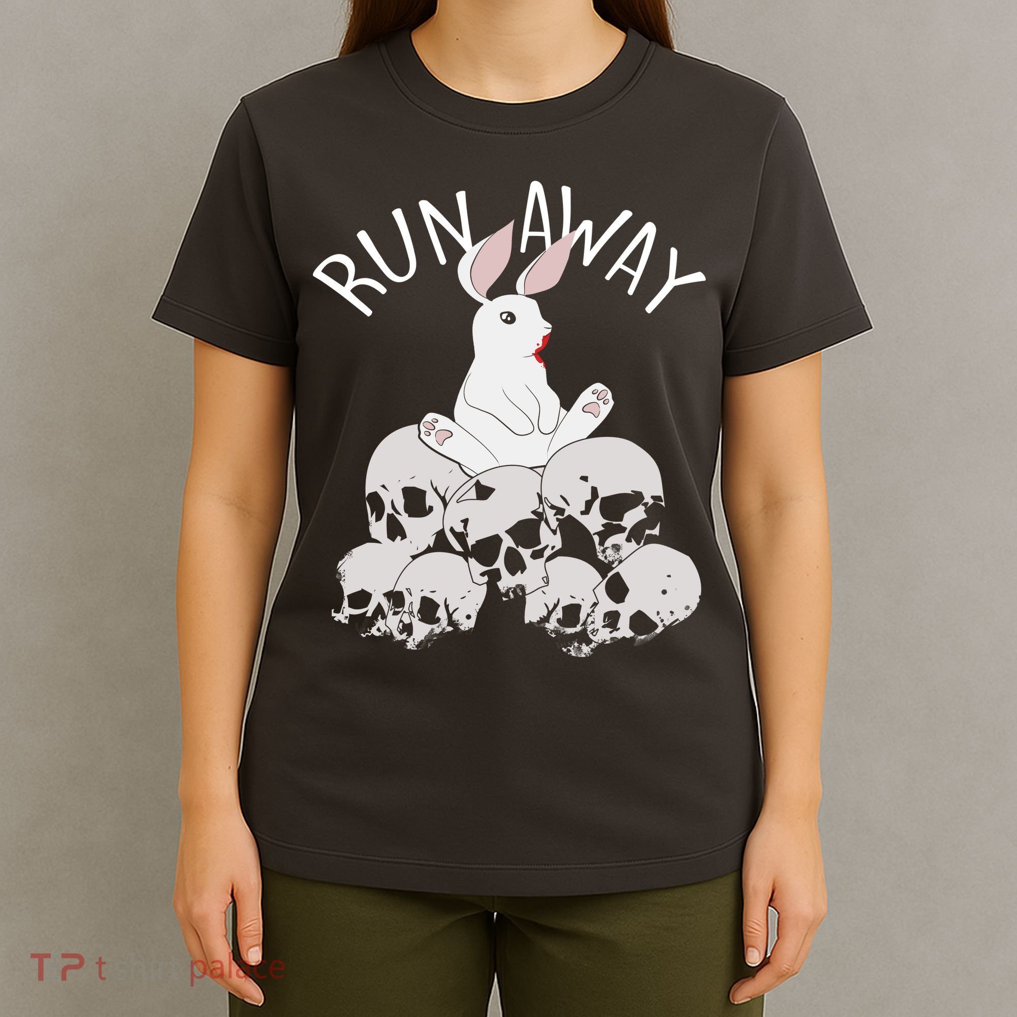 Run Away Bloody Bunny Skeleton T-Shirt