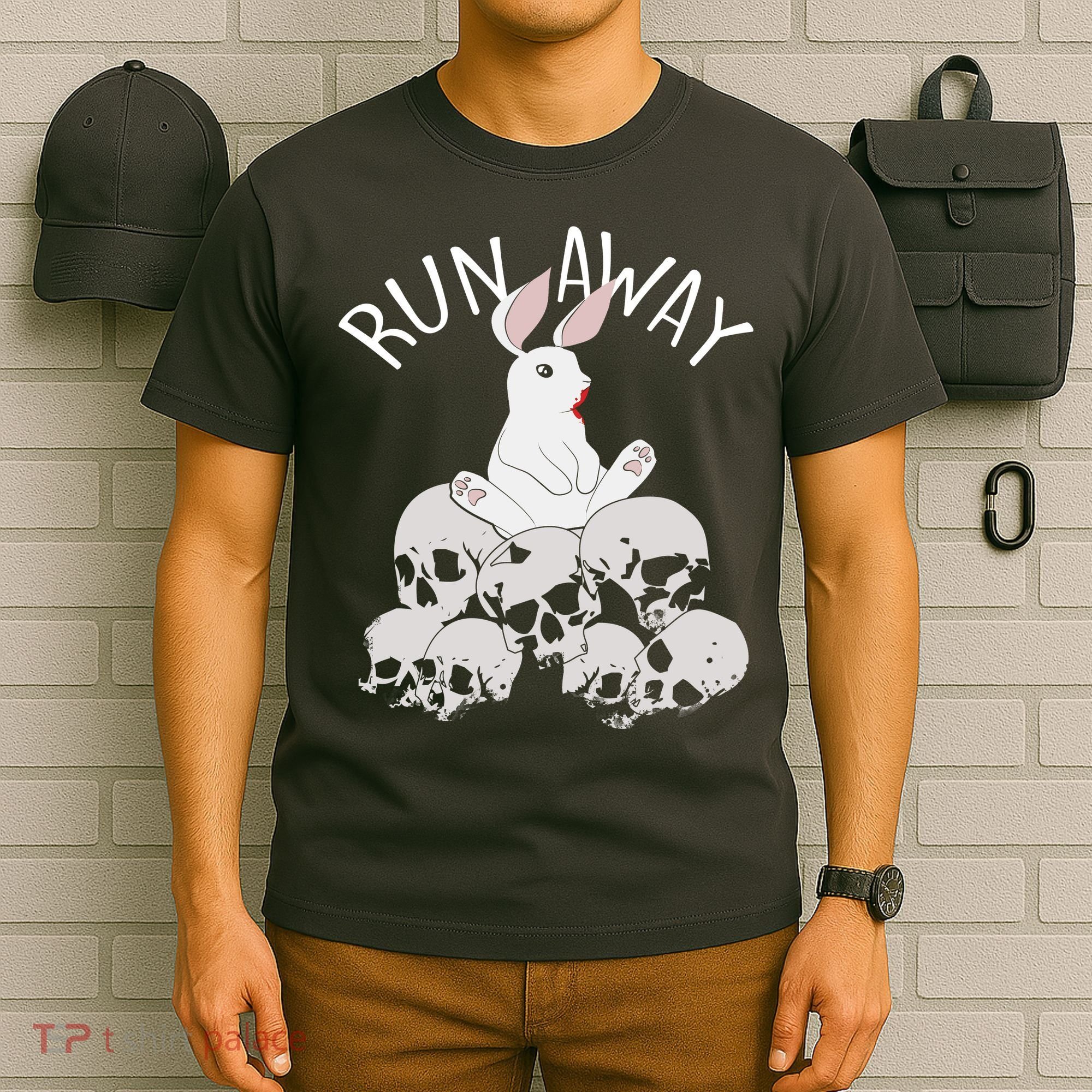 Run Away Bloody Bunny Skeleton T-Shirt
