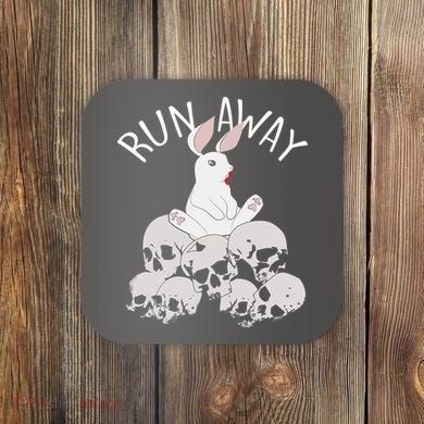 Run Away Bloody Bunny Skeleton Coaster