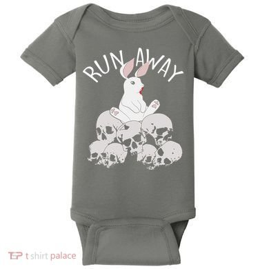 Run Away Bloody Bunny Skeleton Baby Bodysuit