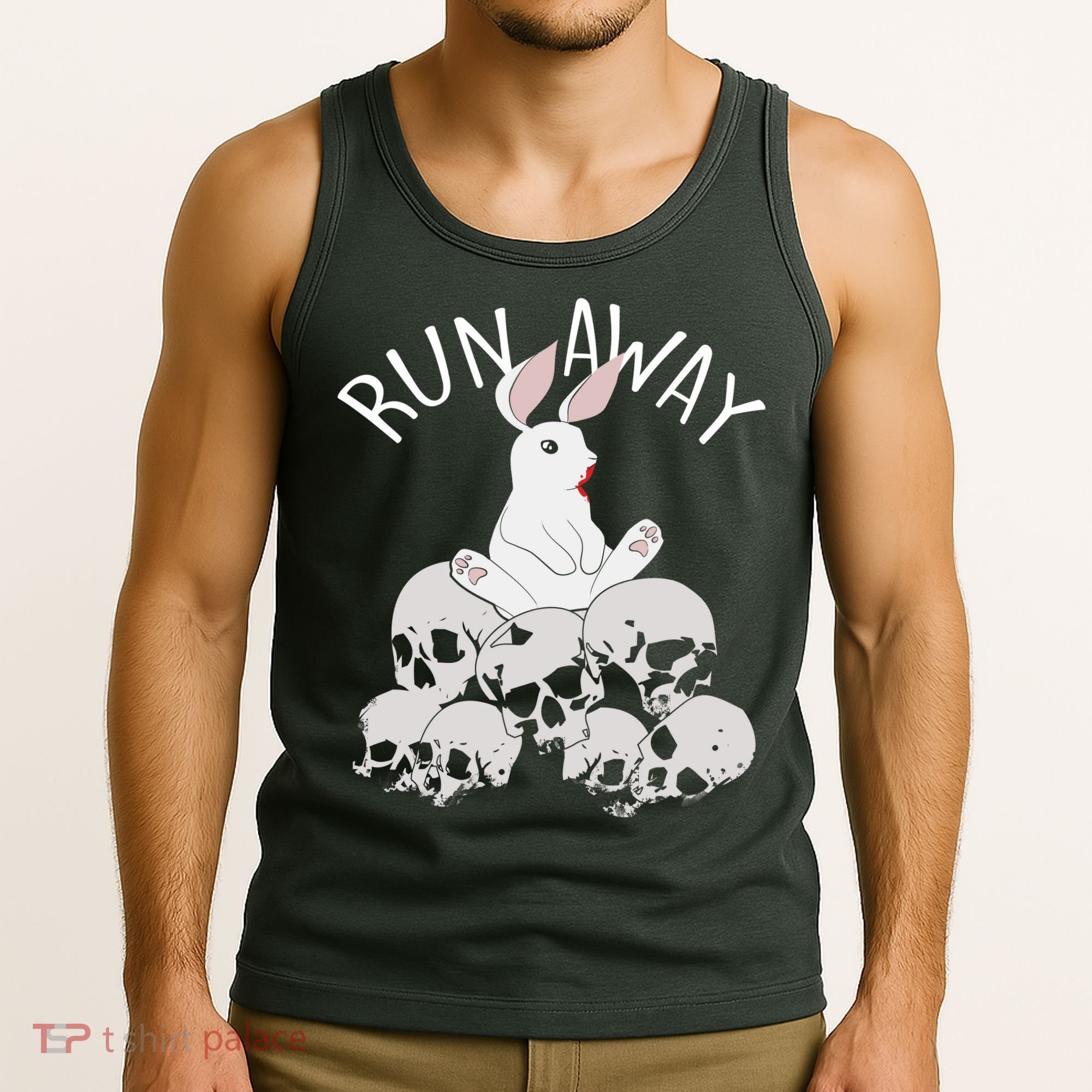 Run Away Bloody Bunny Skeleton Tank Top