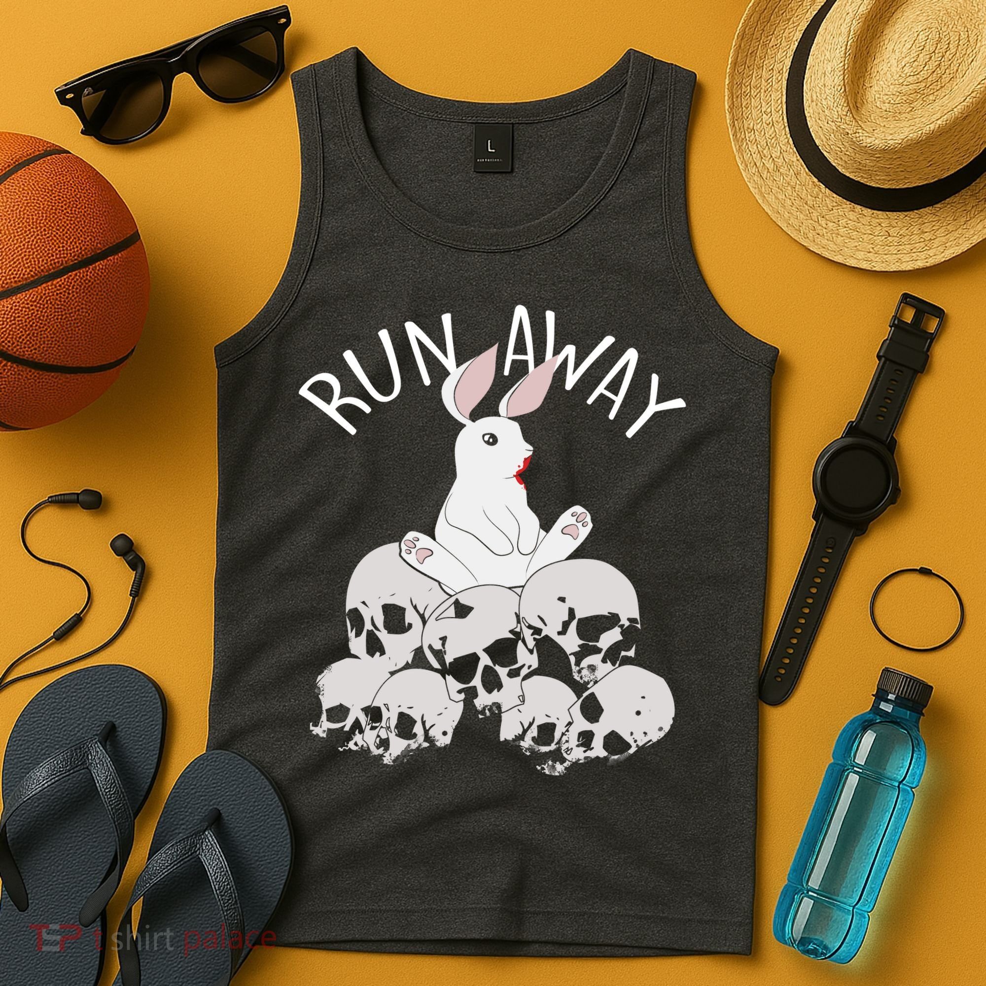 Run Away Bloody Bunny Skeleton Tank Top