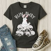 Run Away Bloody Bunny Skeleton Women's T-Shirt thumb 3
