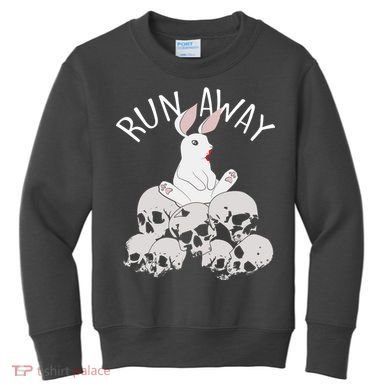 Run Away Bloody Bunny Skeleton Kids Sweatshirt
