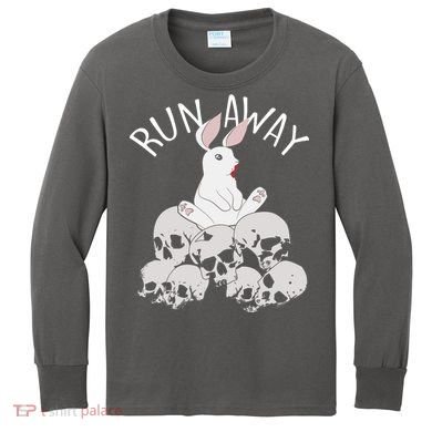 Run Away Bloody Bunny Skeleton Kids Long Sleeve Shirt