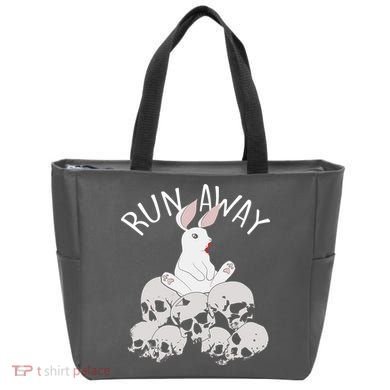 Run Away Bloody Bunny Skeleton Tote Bag