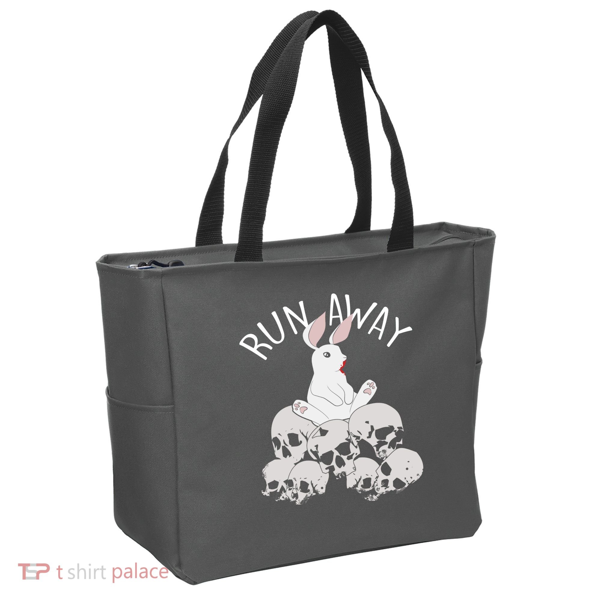 Run Away Bloody Bunny Skeleton Tote Bag