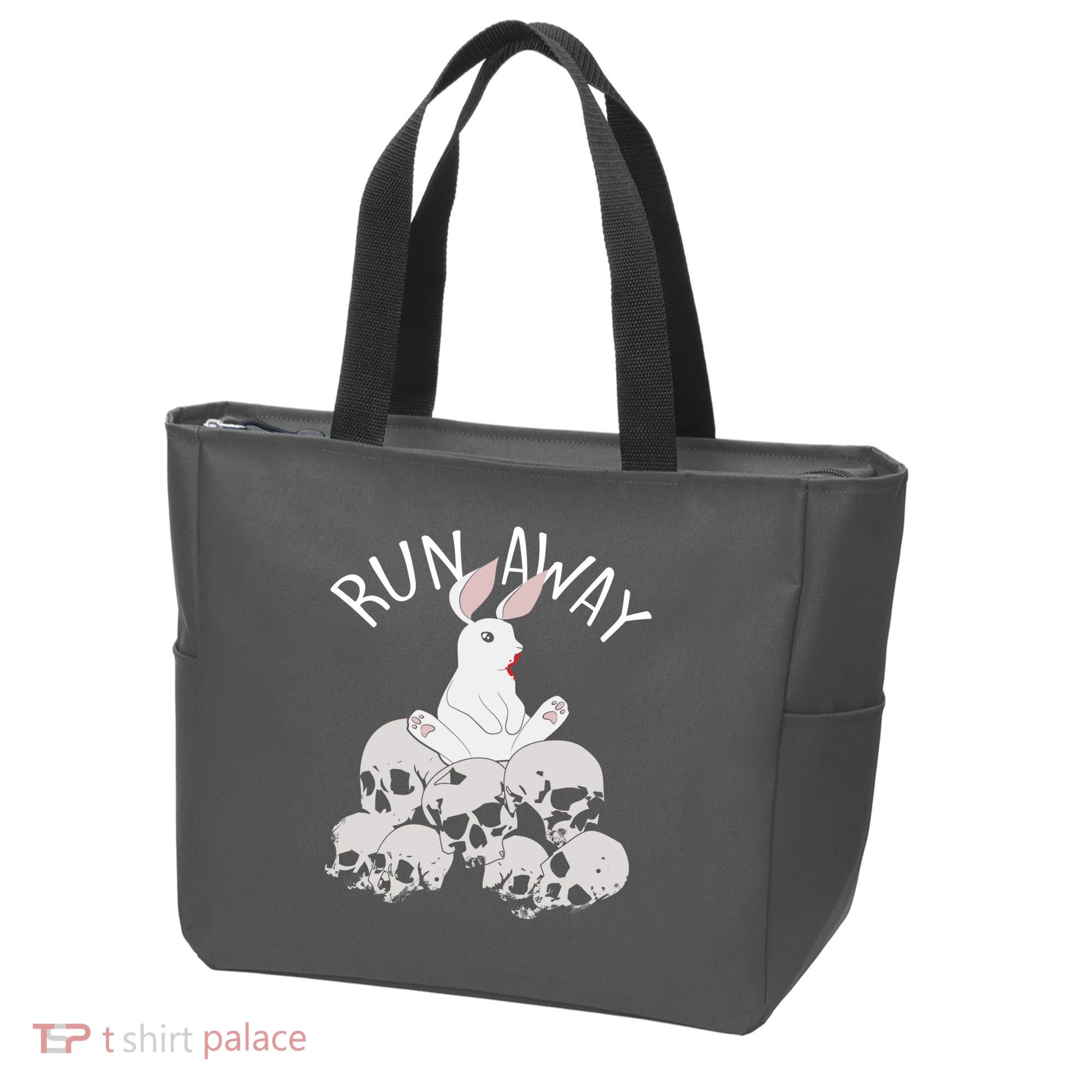 Run Away Bloody Bunny Skeleton Tote Bag