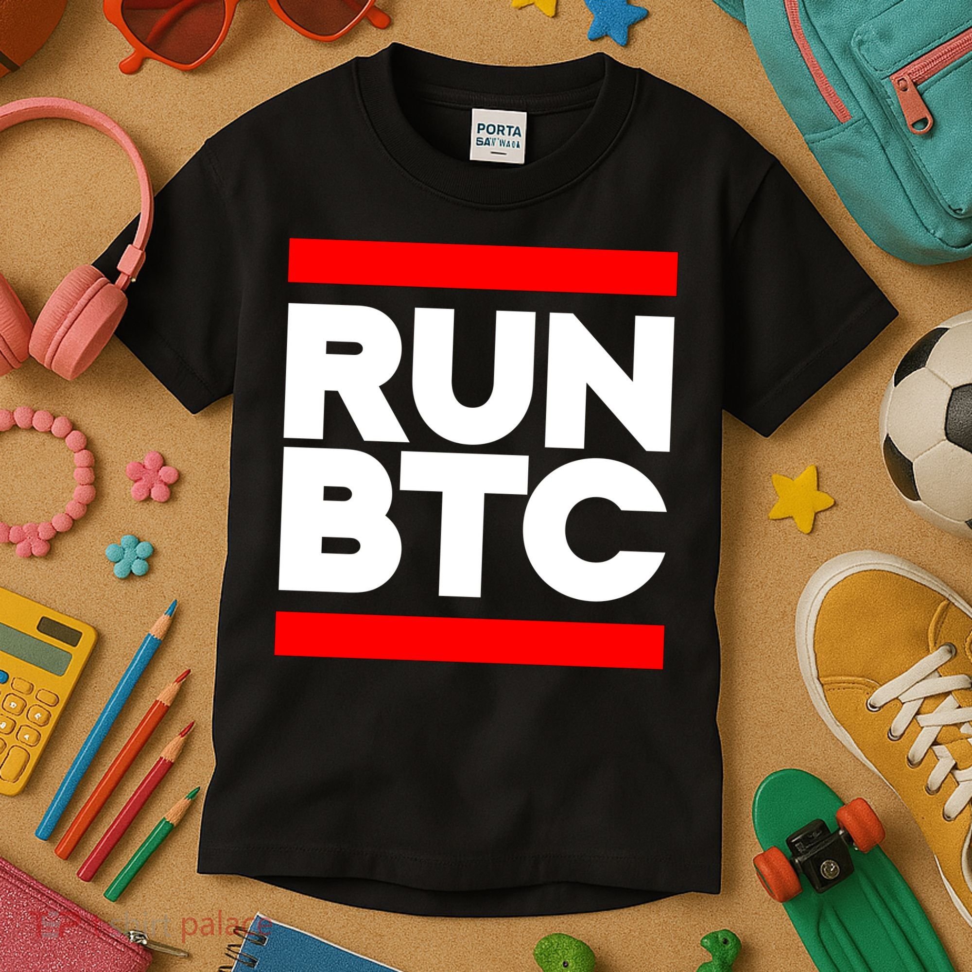 RUN BTC Bitcoin Cryptocurrency Kids T-Shirt