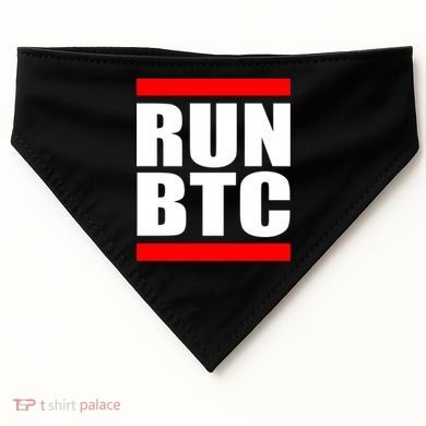 Run BTC Bitcoin Cryptocurrency Crypto Moon Hodl USA-Made Doggie Bandana