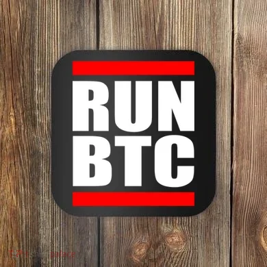Run BTC Bitcoin Cryptocurrency Crypto Moon Hodl Coaster