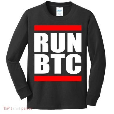 Run BTC Bitcoin Cryptocurrency Crypto Moon Hodl Kids Long Sleeve Shirt