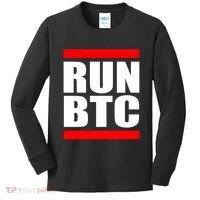 Run BTC Bitcoin Cryptocurrency Crypto Moon Hodl Kids Long Sleeve Shirt thumb 0
