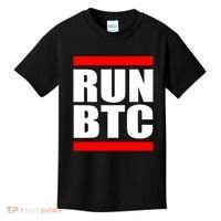 Run BTC Bitcoin Cryptocurrency Crypto Moon Hodl Kids T-Shirt thumb 0