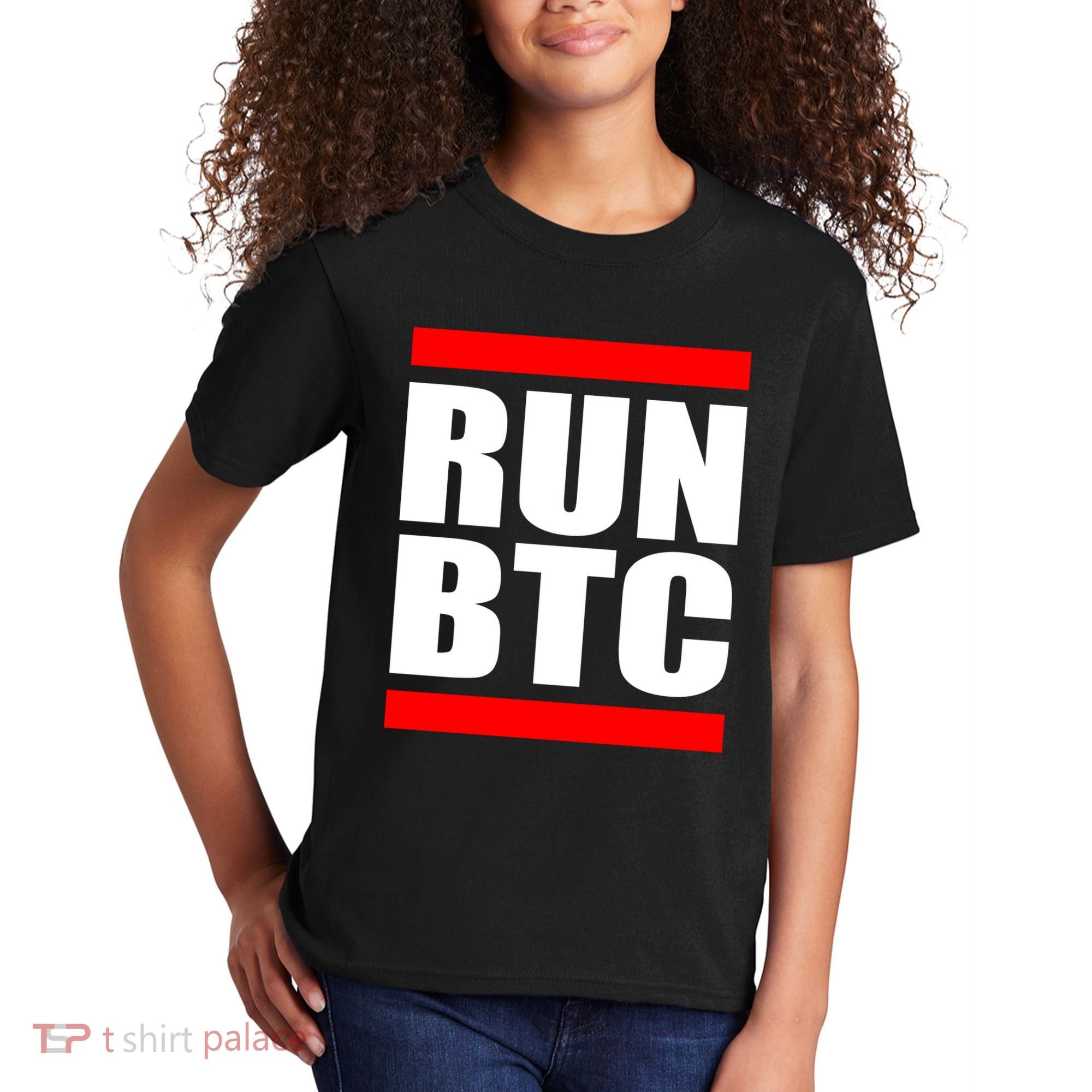 Run BTC Bitcoin Cryptocurrency Crypto Moon Hodl Kids T-Shirt