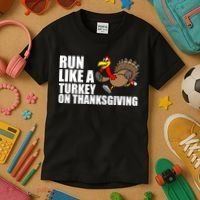 Run Like A Turkey On Thanksgiving Kids T-Shirt thumb 3