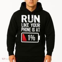 Run Like Your Phone Is At 1% Hoodie thumb 2