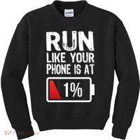 Run Like Your Phone Is At 1% Kids Sweatshirt thumb 0