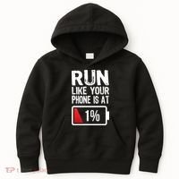 Run Like Your Phone Is At 1% Kids Hoodie thumb 0