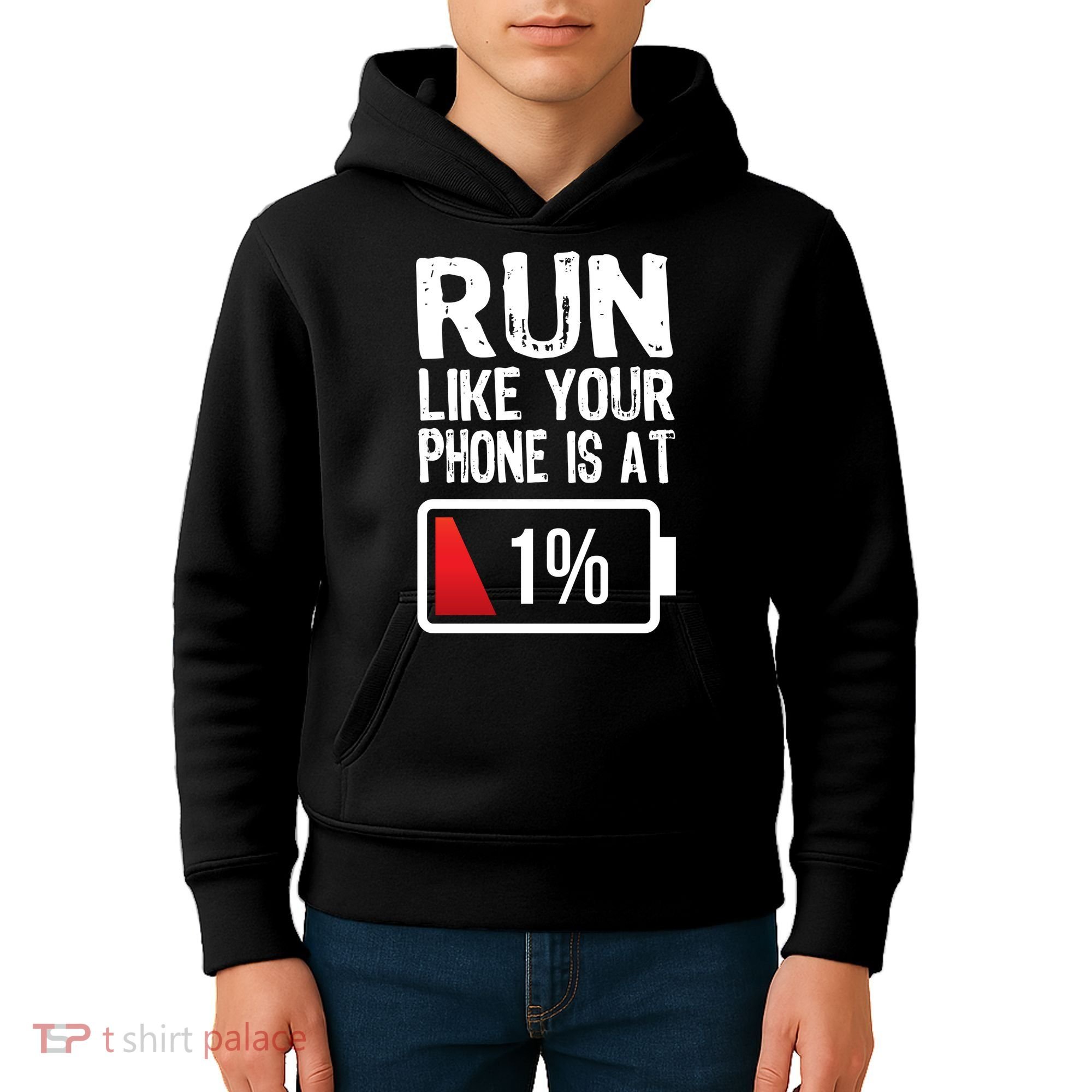 Run Like Your Phone Is At 1% Kids Hoodie