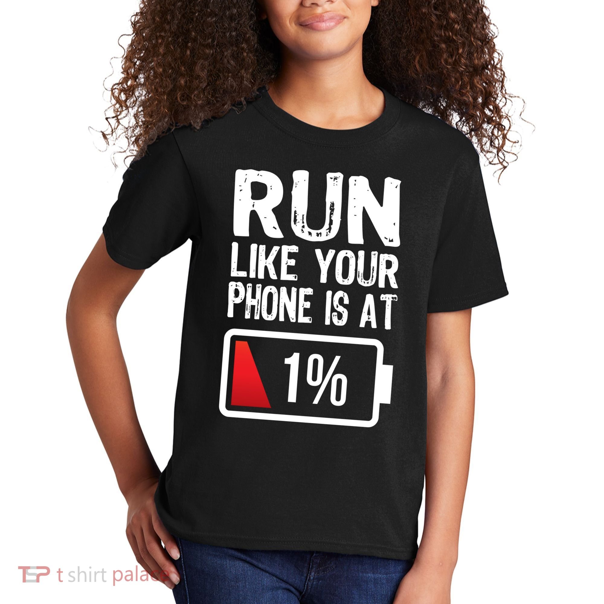 Run Like Your Phone Is At 1% Kids T-Shirt
