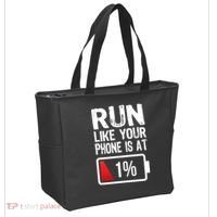 Run Like Your Phone Is At 1% Tote Bag thumb 2