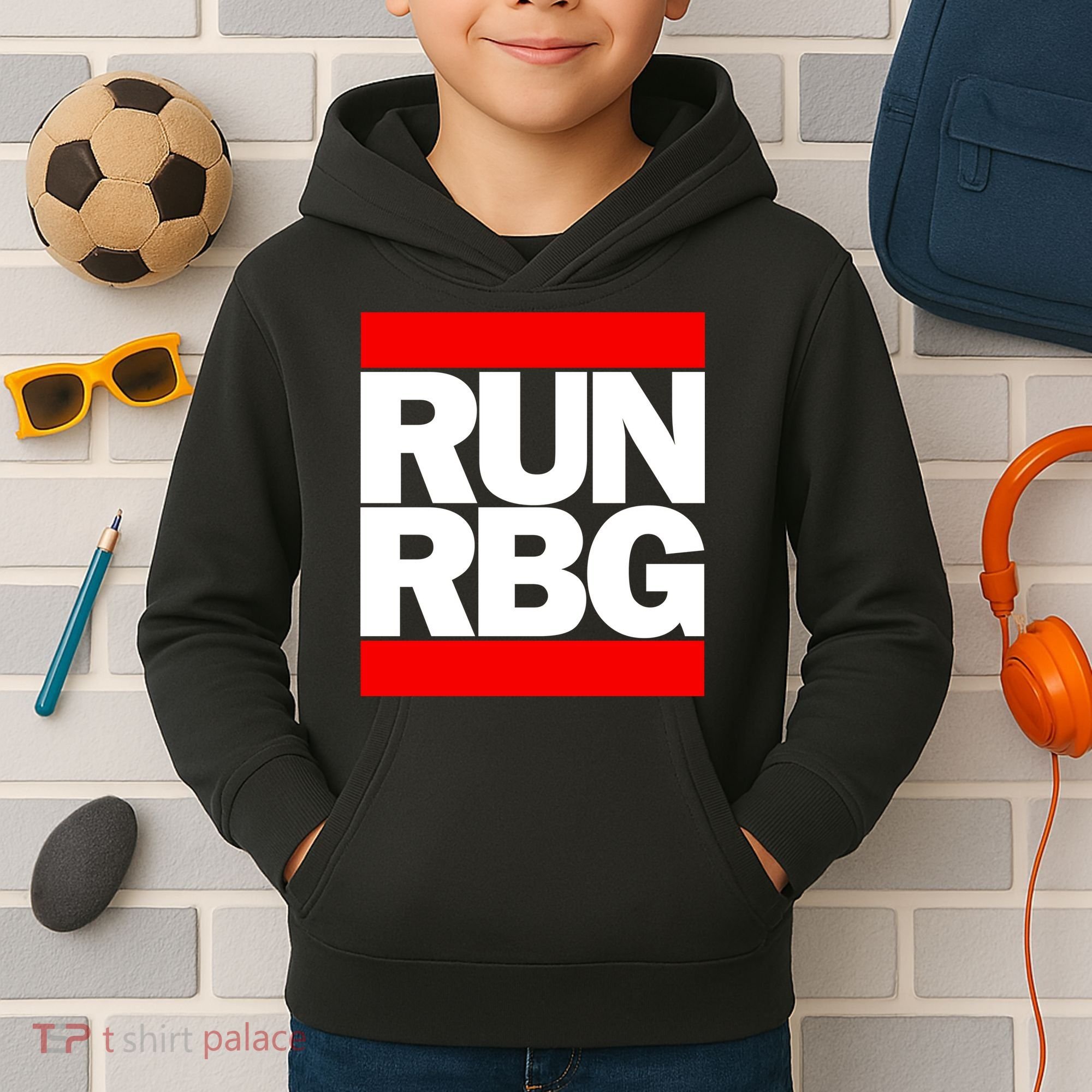 RUN Notorious RBG Ruth Ginsburg Kids Hoodie