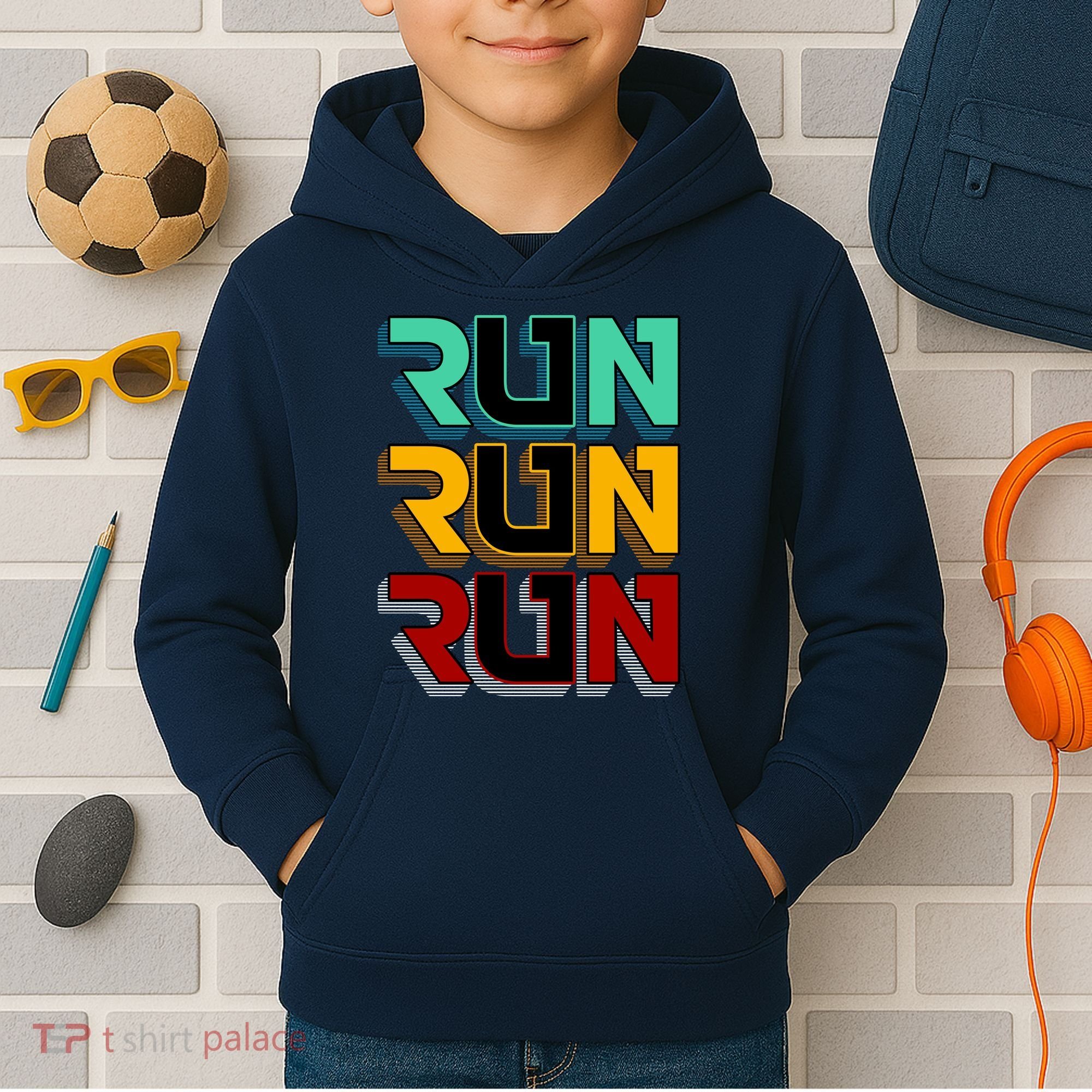 Run Run Run Retro Kids Hoodie