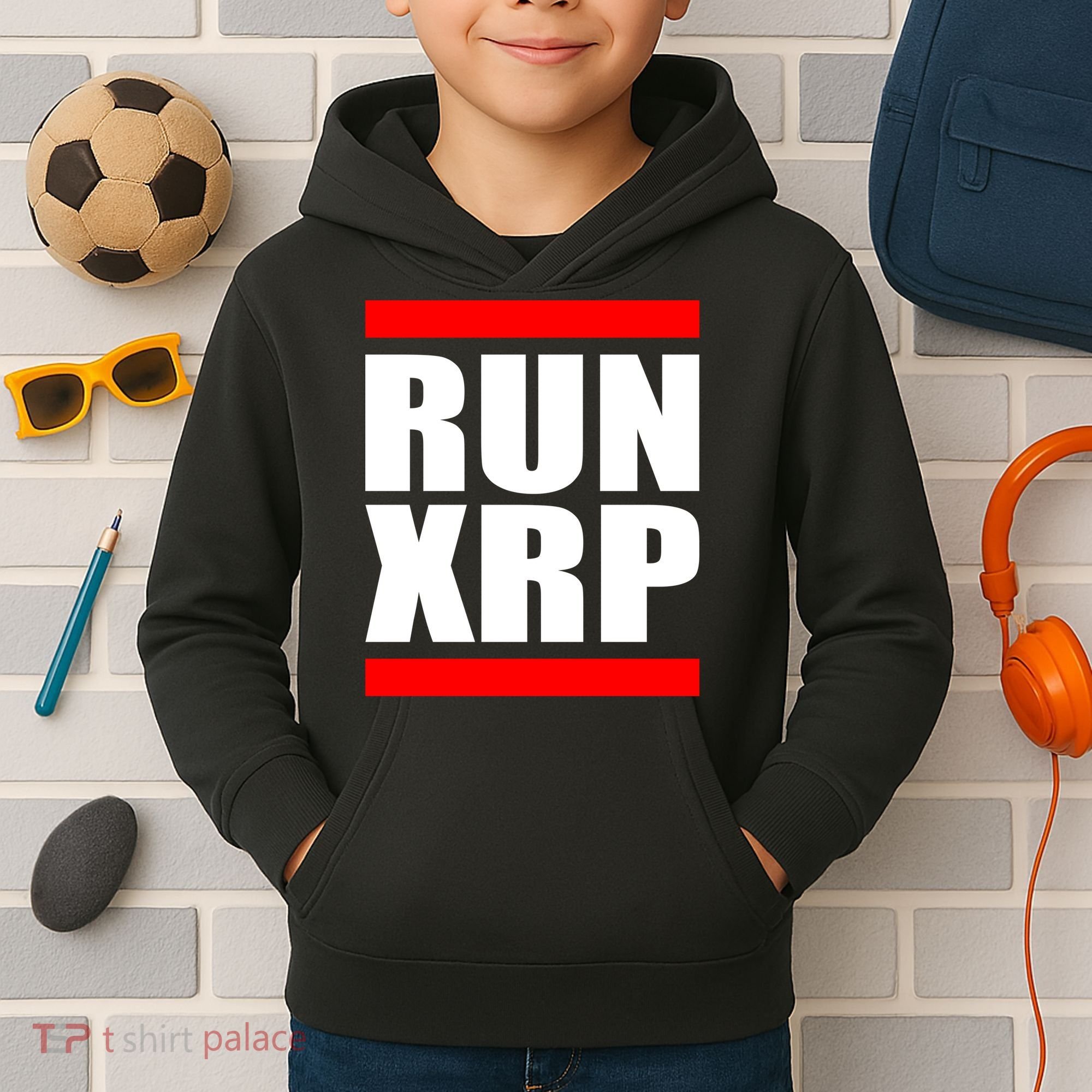 Run XRP Ripple Crypto Currency To the Moon Kids Hoodie