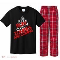 Run! Zombies Are Coming Kids Plaid Pajama Set thumb 0