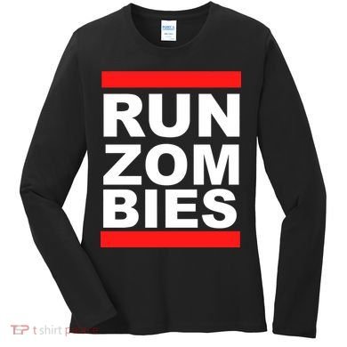Run Zombies Retro Women's Long Sleeve Shirt