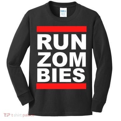 Run Zombies Retro Kids Long Sleeve Shirt